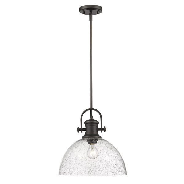 Hines Rubbed Bronze Seeded Glass 14-Inch One-Light Pendant, image 2